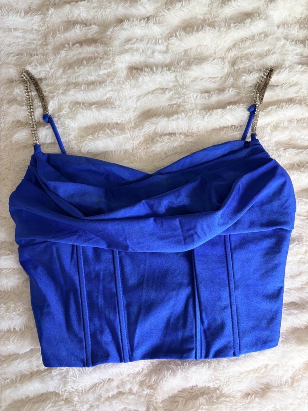 Blue corset top with shine straps